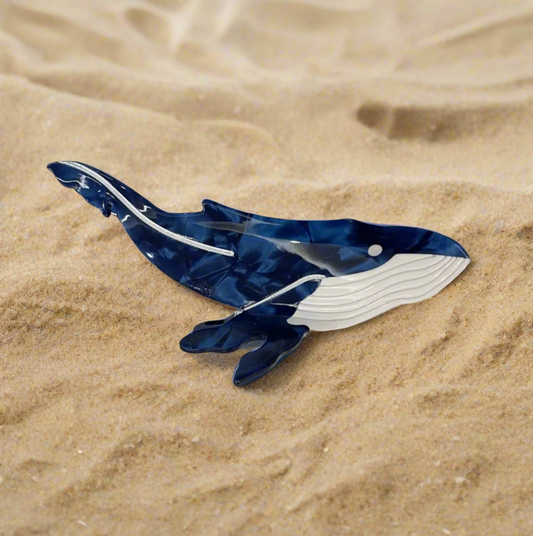 Walter the Blue Hump Back Whale Claw Clip